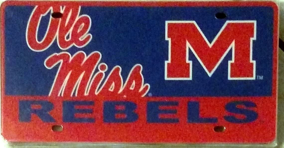 Mississippi Rebels Ole Miss Printed MEGA Style Deluxe Laser Acrylic License Plate Tag University of