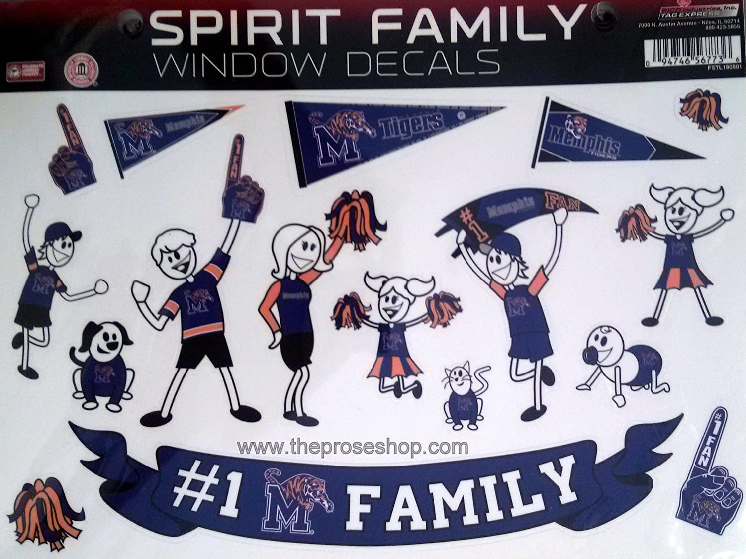 Rico Memphis Tigers Family Spirit Window Stickers Decal University of