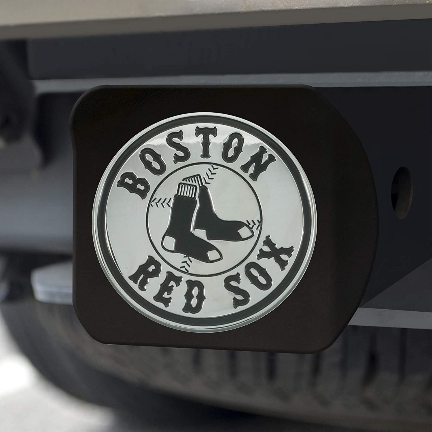 Boston Red Sox Solid Metal Hitch Cover, Black, 2" Square Type III Hitch Cover