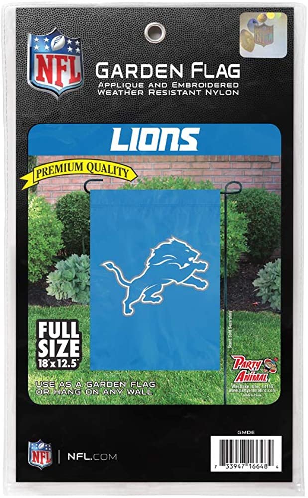 Detroit Lions Premium Garden Flag Banner, Embroidered, 13x18 Inch