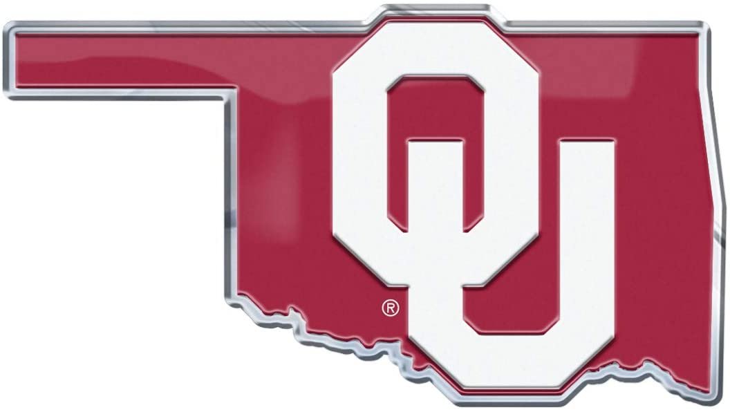 University of Oklahoma Sooners Auto Emblem Aluminum Metal Embossed Die Cut State Design