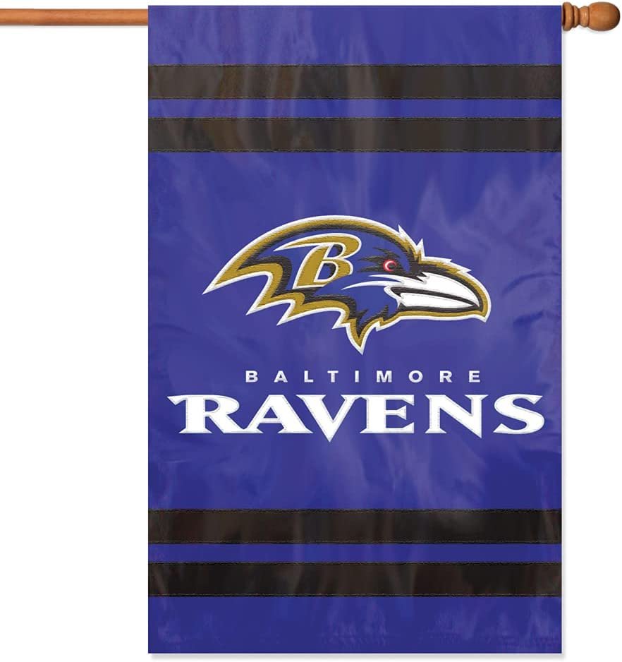 Baltimore Ravens Double Sided Banner Flag Embroidered Applique 44x28 Inch