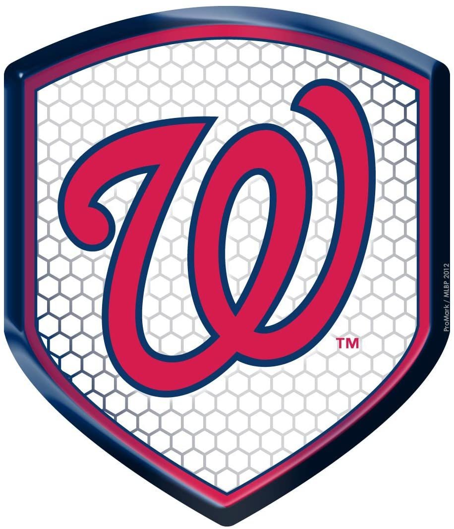 Washington Nationals High Intensity Reflector, Shield Shape, Raised Decal Sticker, 2.5x3.5 Inch, Home or Auto, Full Adhesive Backing