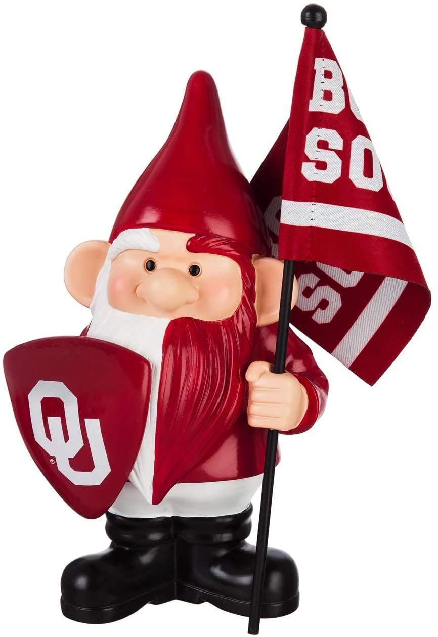 University of Oklahoma Sooners 10 Inch Outdoor Garden Gnome, Includes Team Flag