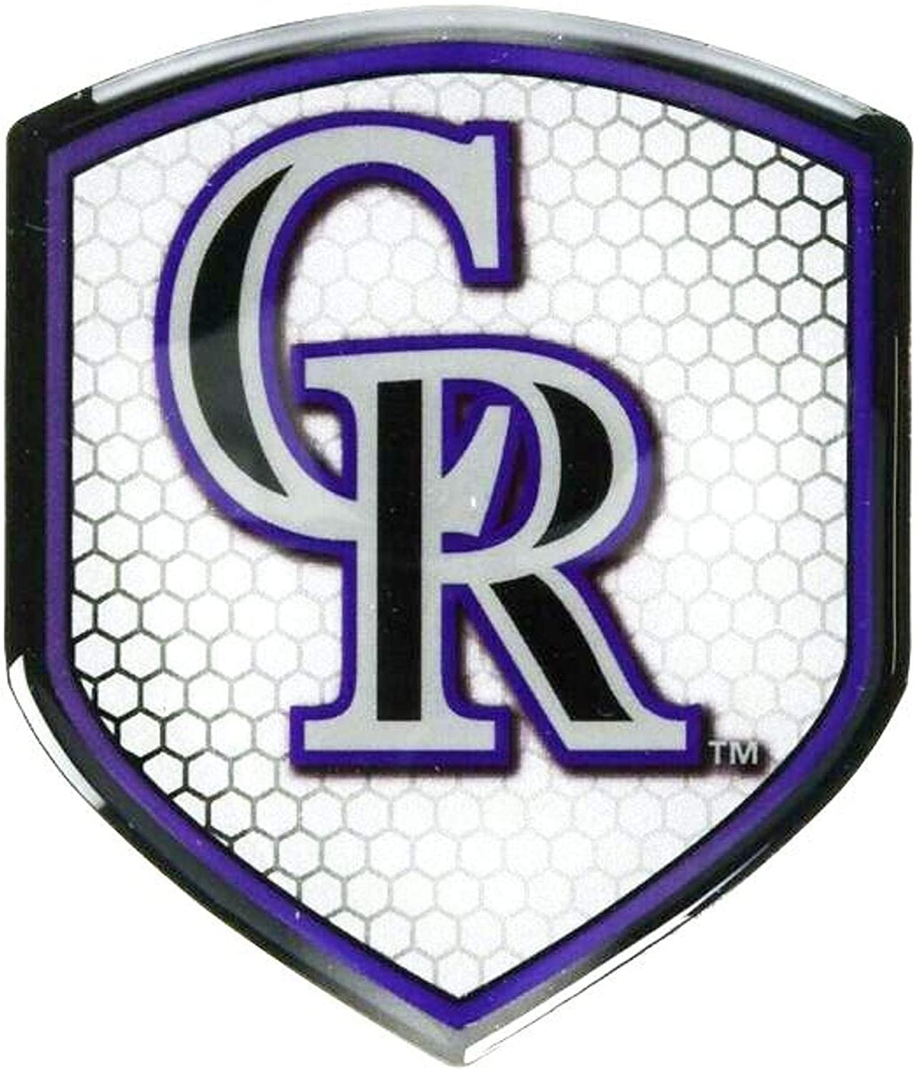 Colorado Rockies High Intensity Reflector, Shield Shape, Raised Decal Sticker, 2.5x3.5 Inch, Home or Auto, Full Adhesive Backing