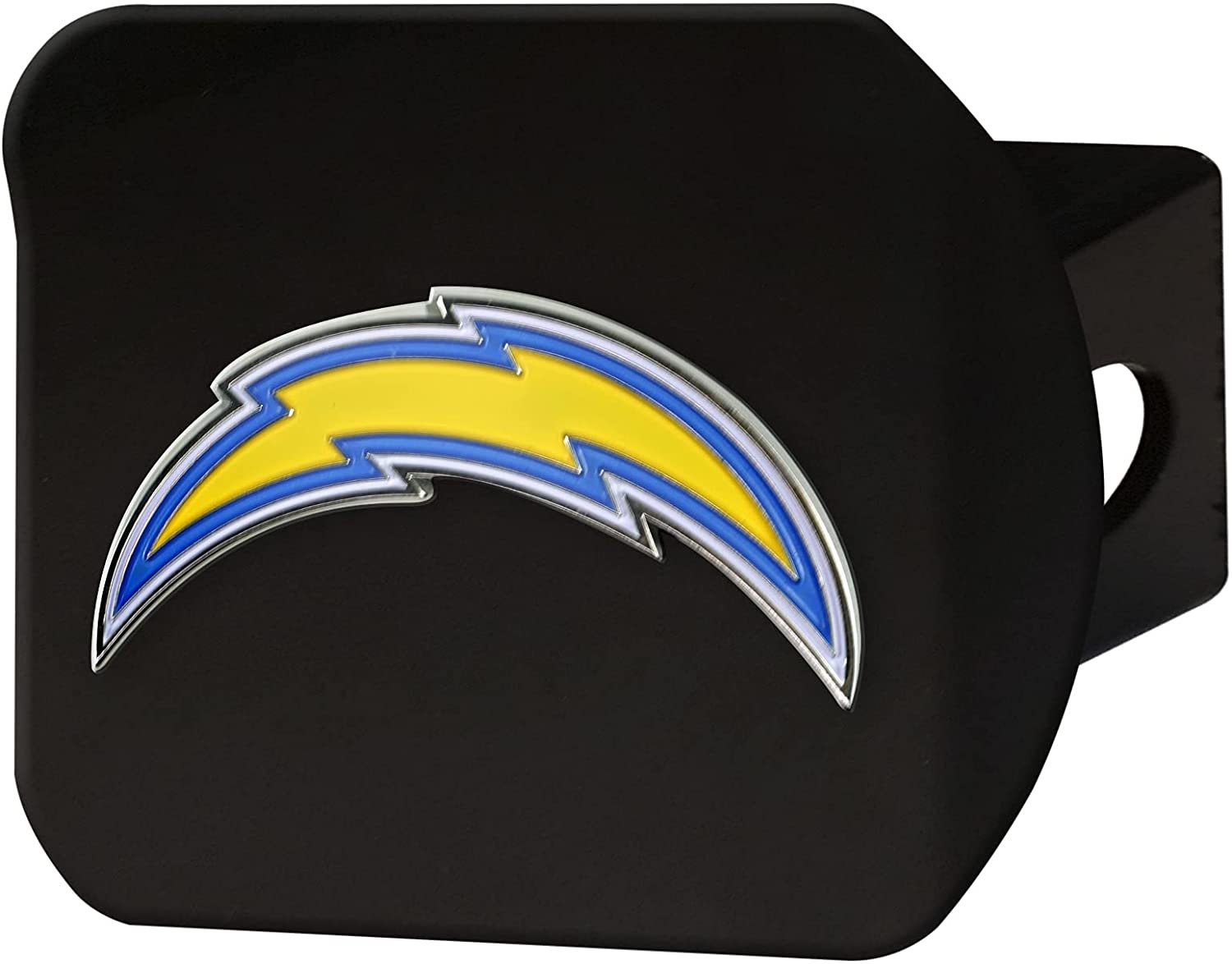 Los Angeles Chargers Hitch Cover Black Solid Metal with Raised Color Metal Emblem 2" Square Type III