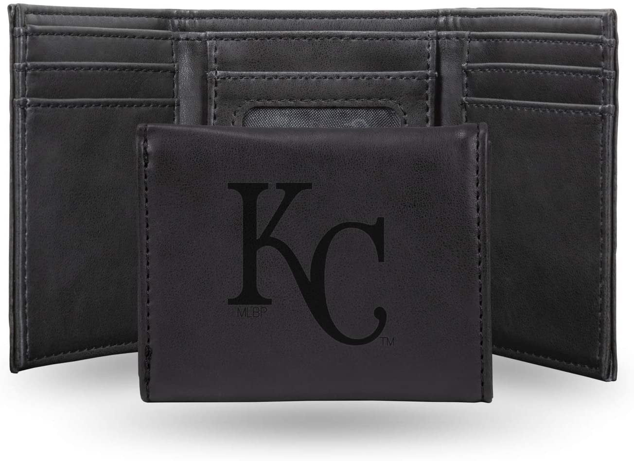 Kansas City Royals Premium Black Leather Wallet, Trifold, Embossed Laser Engraved