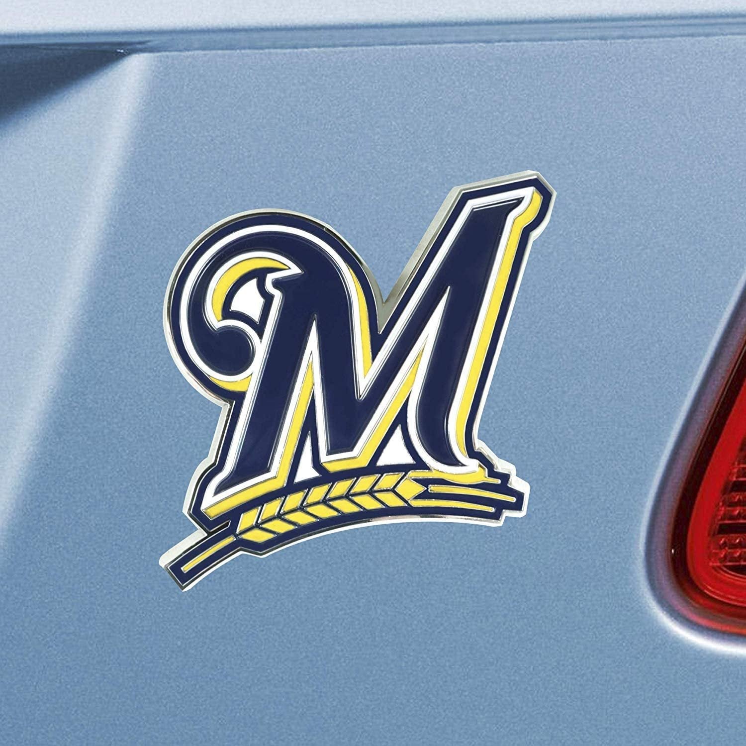 Milwaukee Brewers Premium Solid Metal Color Chrome Auto Emblem Decal