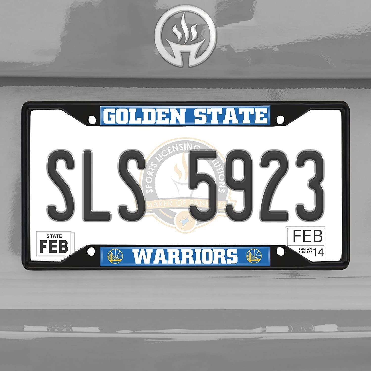 Golden State Warriors Black Metal License Plate Frame Tag Cover, 6x12 Inch