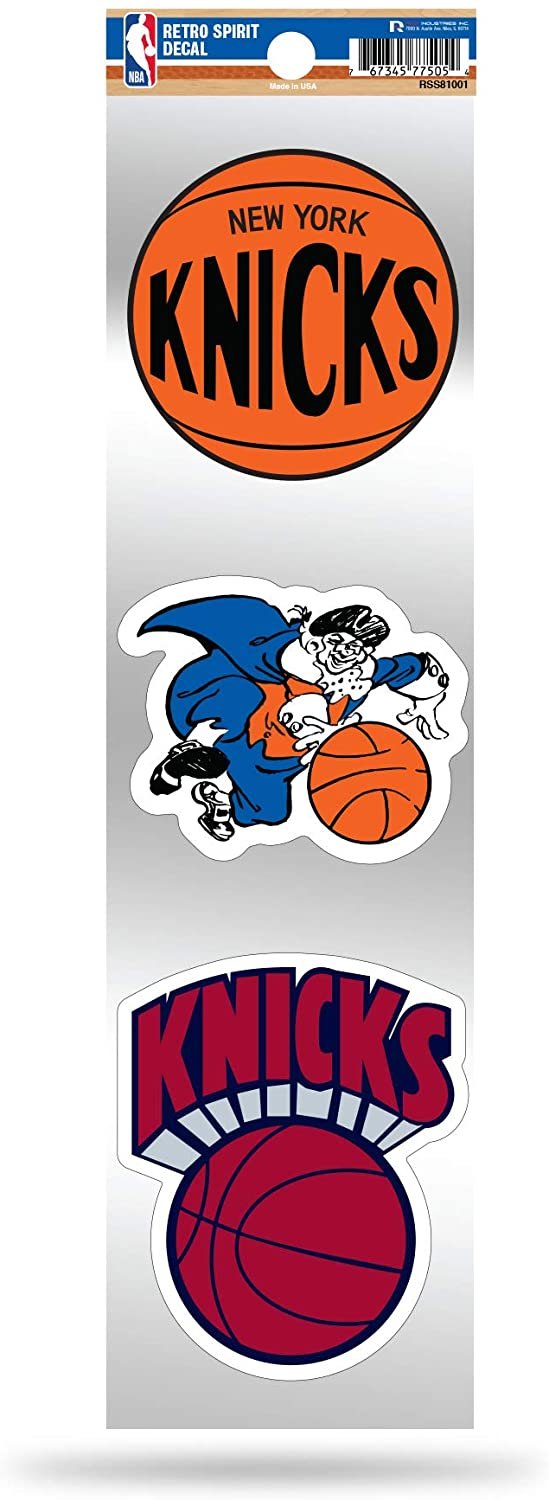 NBA New York Knicks NBA 3-Piece Retro Spirit Decals, Team Color, Size of individual decals will vary