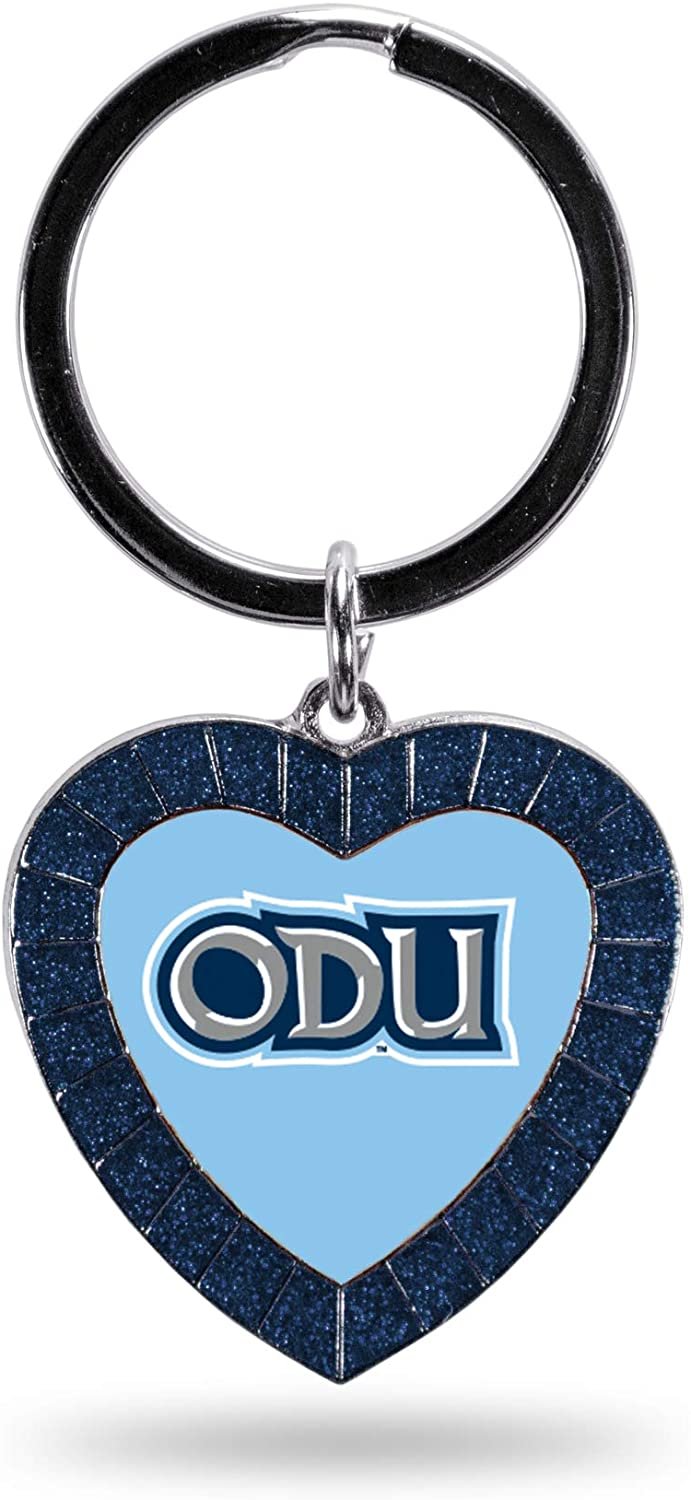 NCAA Old Dominion Monarchs NCAA Rhinestone Heart Colored Keychain, Navy, 3-inches in length