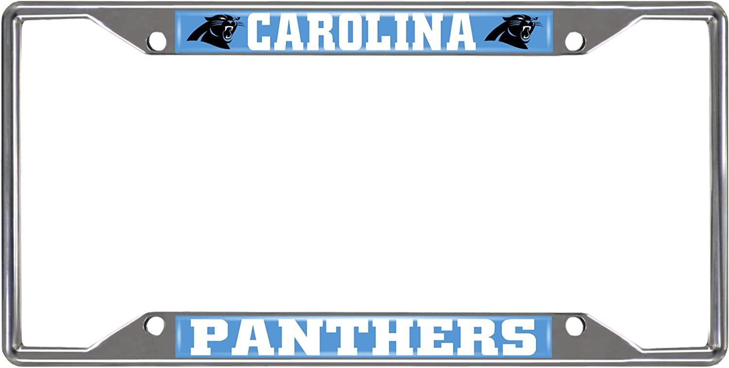 Carolina Panthers Metal License Plate Frame Chrome Tag Cover 6x12 Inch