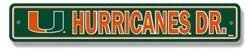 Miami Hurricanes 4 x 24 Styrene Street Sign Green