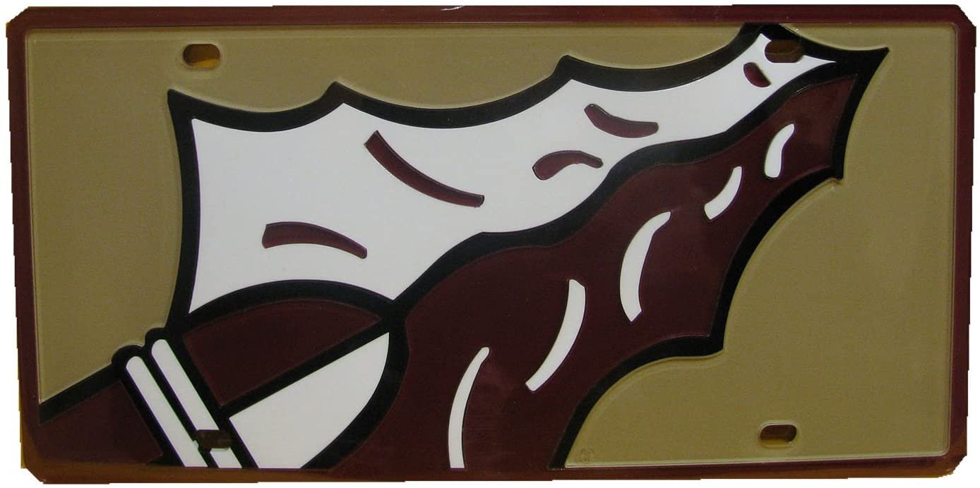 Florida State University Seminoles Premium Laser Cut Tag License Plate, Mega Logo, Mirrored Acrylic Inlaid, 12x6 Inch