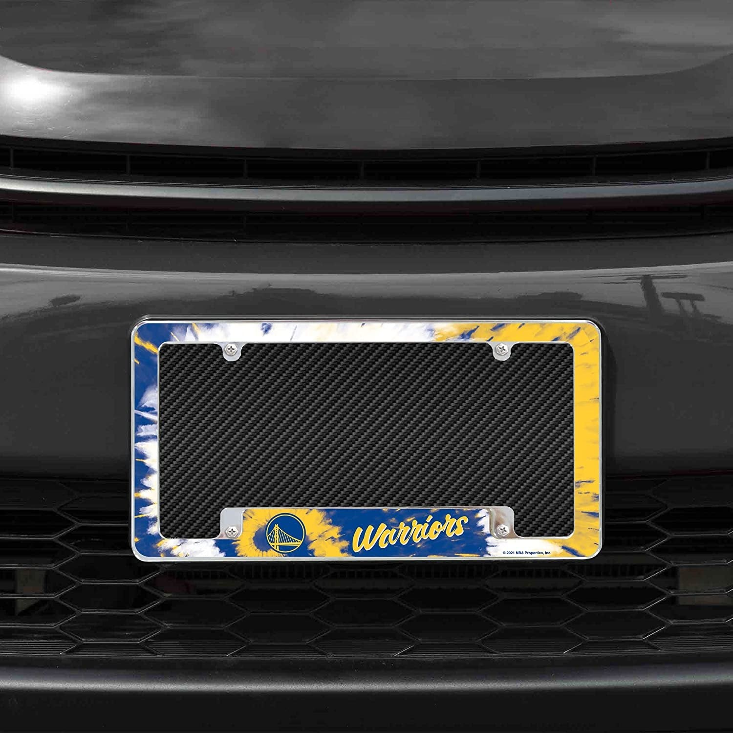 Golden State Warriors Metal License Plate Frame Chrome Tag Cover Tie Dye Design 6x12 Inch