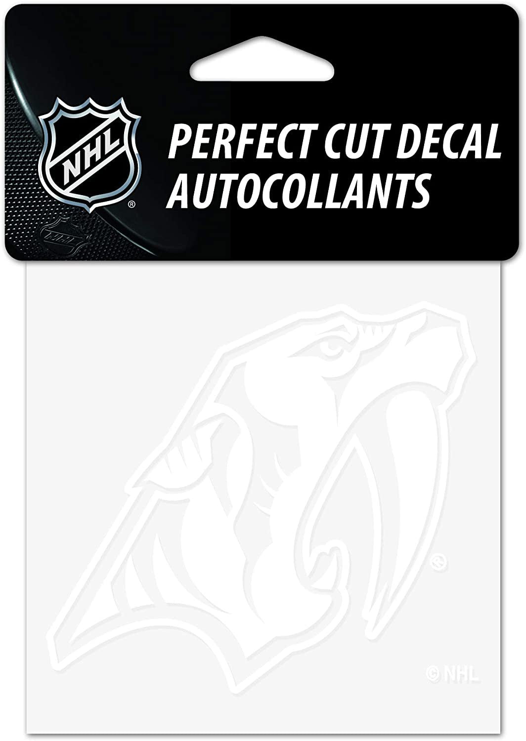 Nashville Predators 4x4 Inch Die Cut Decal Sticker, White Logo, Clear Backing