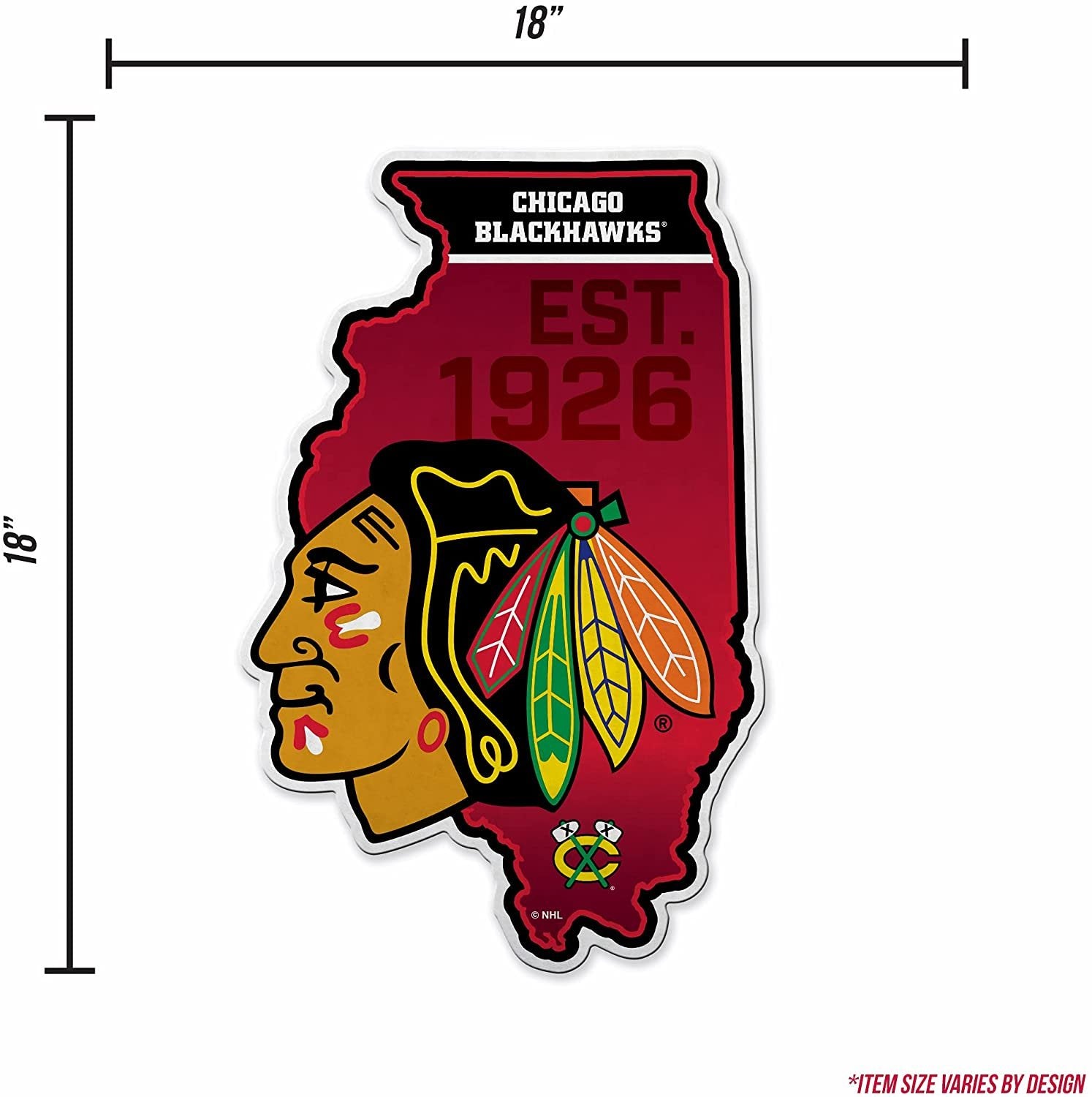 Chicago Blackhawks 18" State Shape Pennant Soft Felt