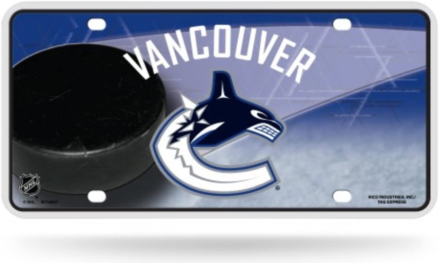 Vancouver Canucks Metal Auto Tag License Plate, Puck Design, 6x12 Inch