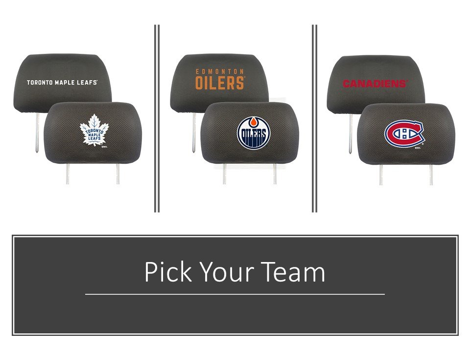 Edmonton Oilers Pair of Premium Auto Head Rest Covers, Embroidered, Black Elastic, 14x10 Inch