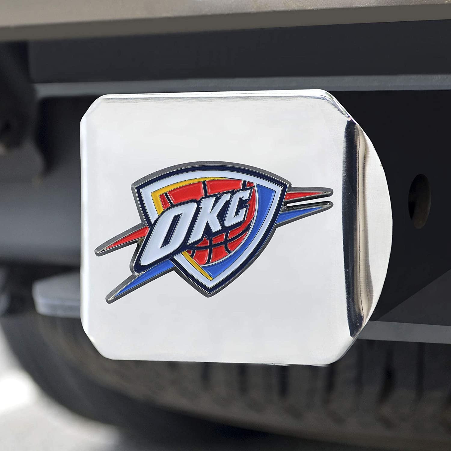 Oklahoma City Thunder Hitch Cover Solid Metal with Color Metal Emblem 2" Square Type III
