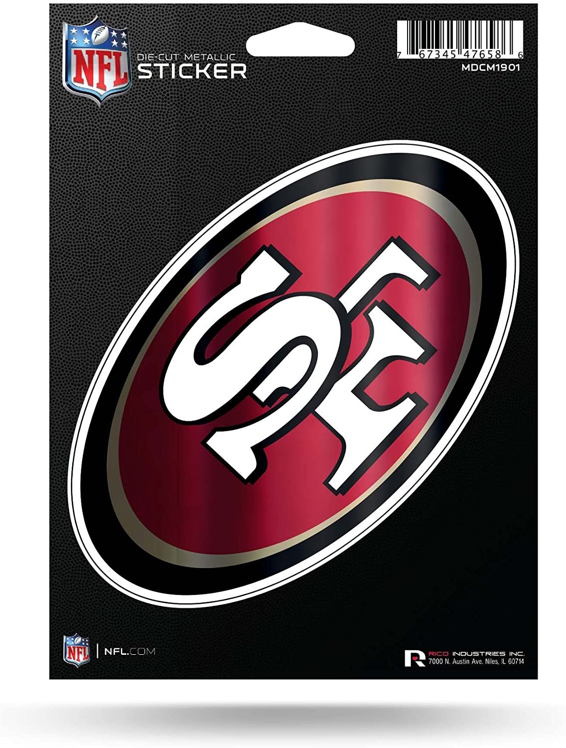 San Francisco 49ers 5 Inch Die Cut Decal Sticker, Metallic Shimmer Design, Full Adhesive Backing