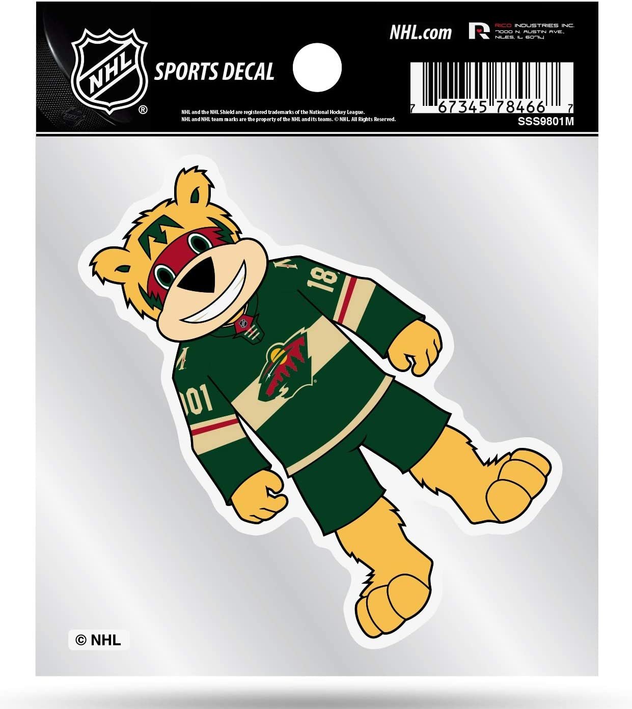 Minnesota Wild 4x4 Decal Sticker Mascot Logo Premium with Clear Backing Flat Vinyl Auto Home Hockey