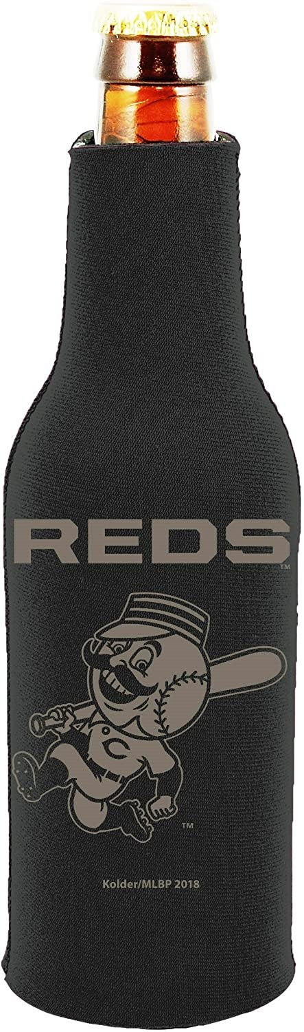 Cincinnati Reds 2-Pack Tonal Black Design Zipper Bottle Beverage Insulator Neoprene Holder Baseball