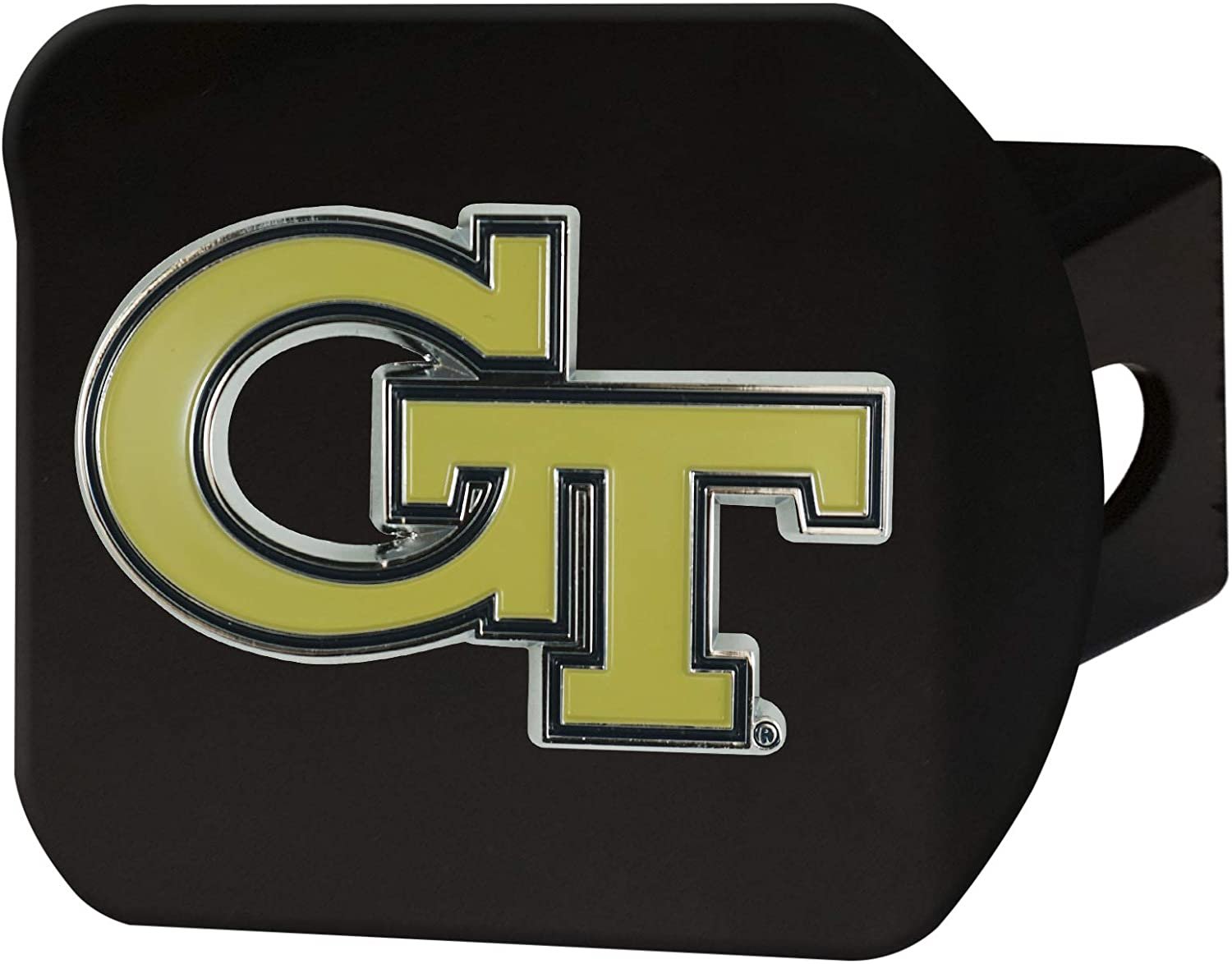 Georgia Tech Yellow Jackets Hitch Cover Black Solid Metal with Raised Color Metal Emblem 2" Square Type III University