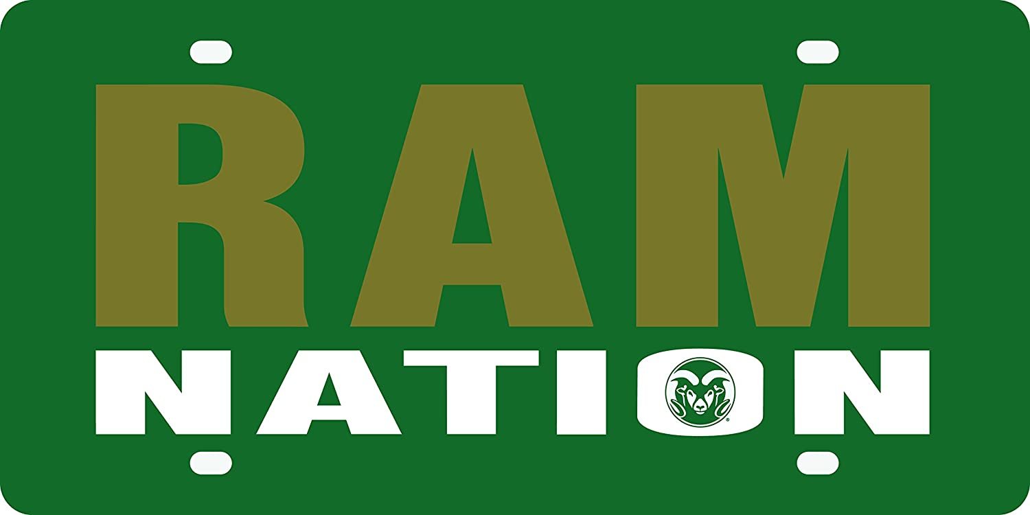 Colorado State University Rams Premium Laser Cut Tag License Plate, Mirrored Acrylic Inlaid, Nation, 12x6 Inch
