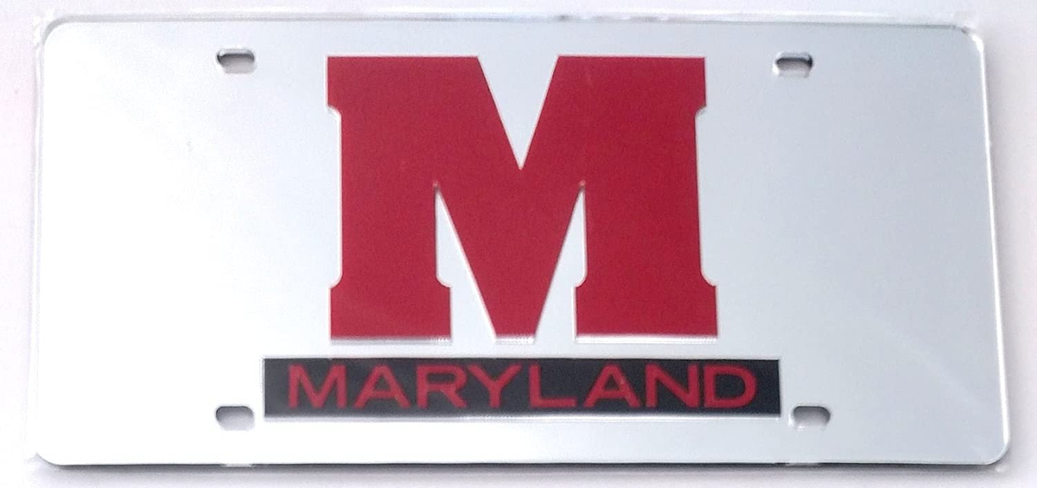 University of Maryland Terrapins Premium Laser Cut Tag License Plate, Mirrored Acrylic Inlaid, 6x12 Inch