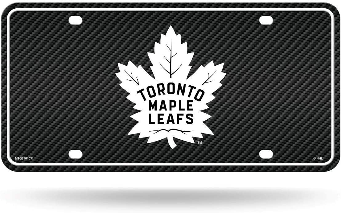 Toronto Maple Leafs Metal Auto Tag License Plate, Carbon Fiber Design, 6x12 Inch