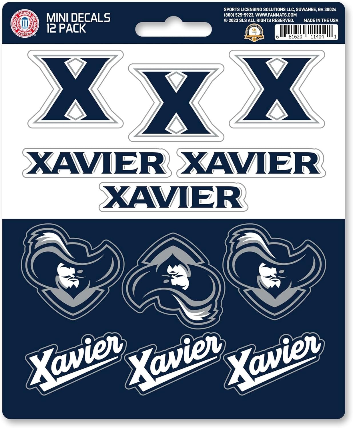 Xavier University Musketeers 12-Piece Mini Decal Sticker Set, 5x6 Inch Sheet, Gift for football fans for any hard surfaces around home, automotive, personal items