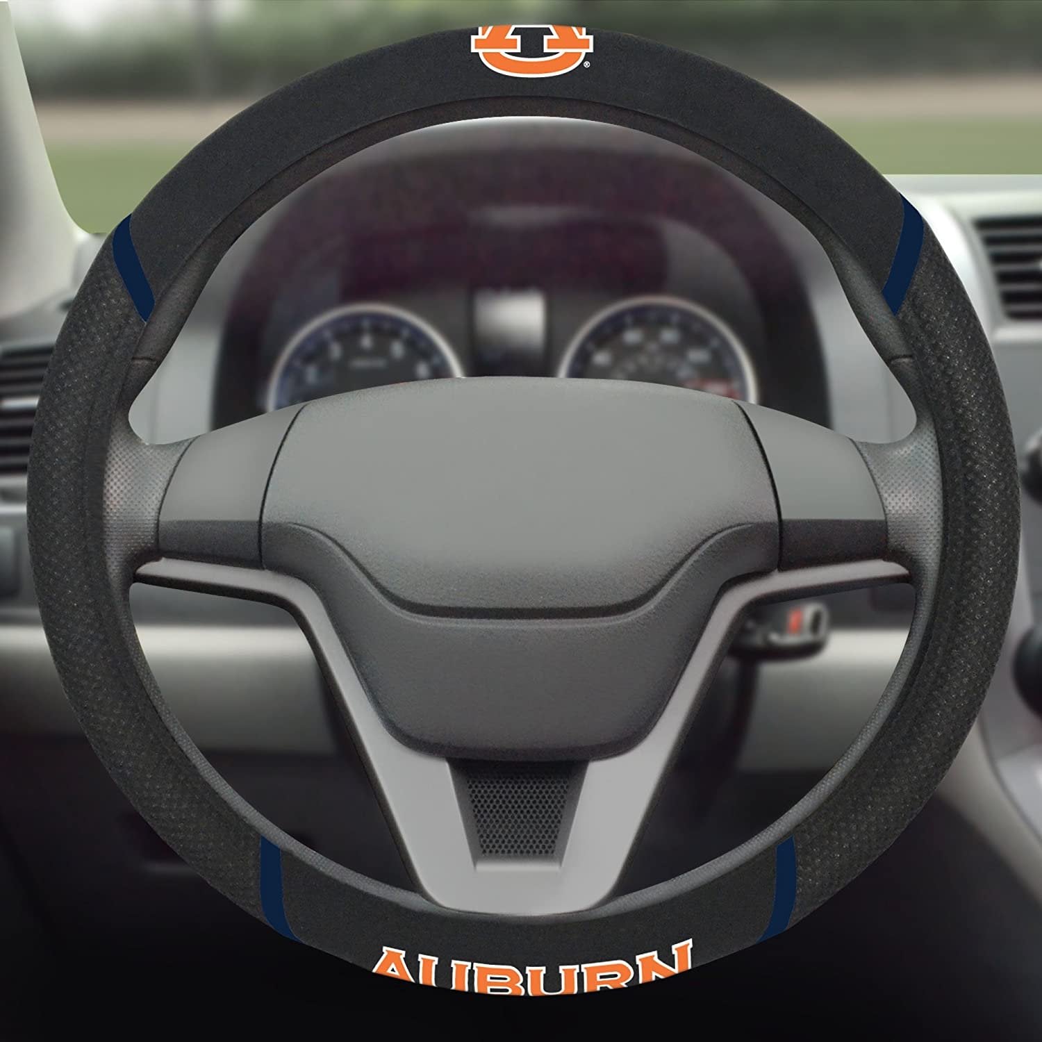 Auburn Tigers Steering Wheel Cover Premium Embroidered Black 15 Inch University