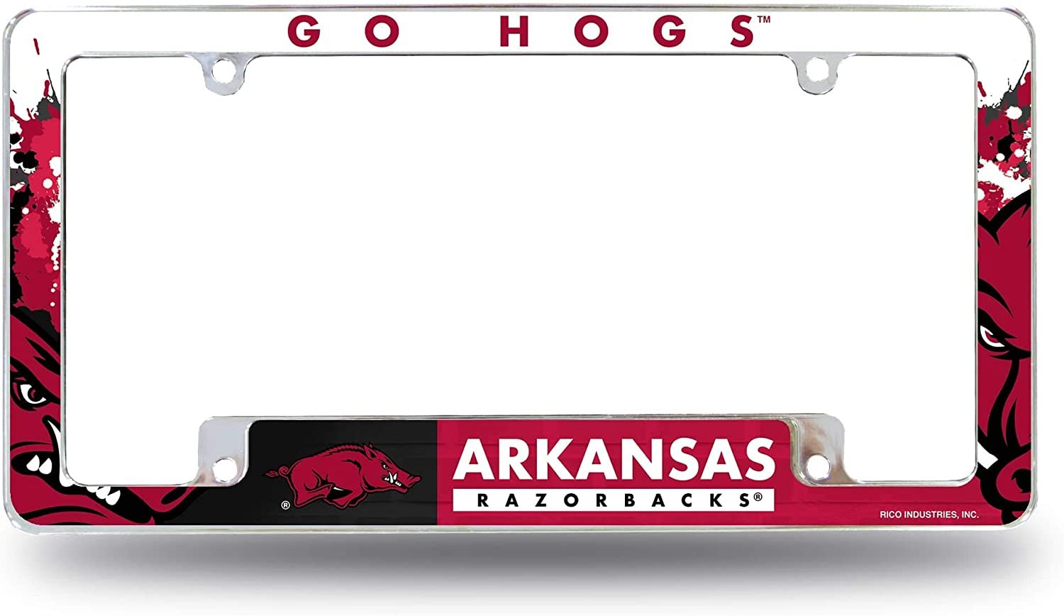 University of Arkansas Razorbacks Metal License Plate Frame Tag Cover All Over Design