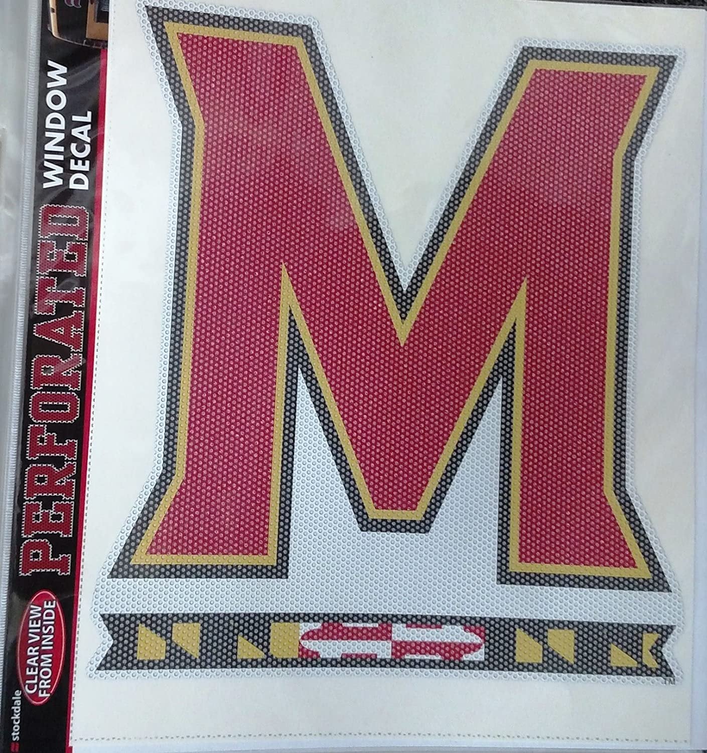 University of Maryland Terrapins 12 Inch Preforated Window Film Decal Sticker, One-Way Vision, Adhesive Backing