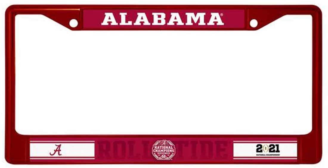 University of Alabama Crimson Tide 2020 Champions Red Metal License License Plate Frame Tag Cover, 12x6 Inch