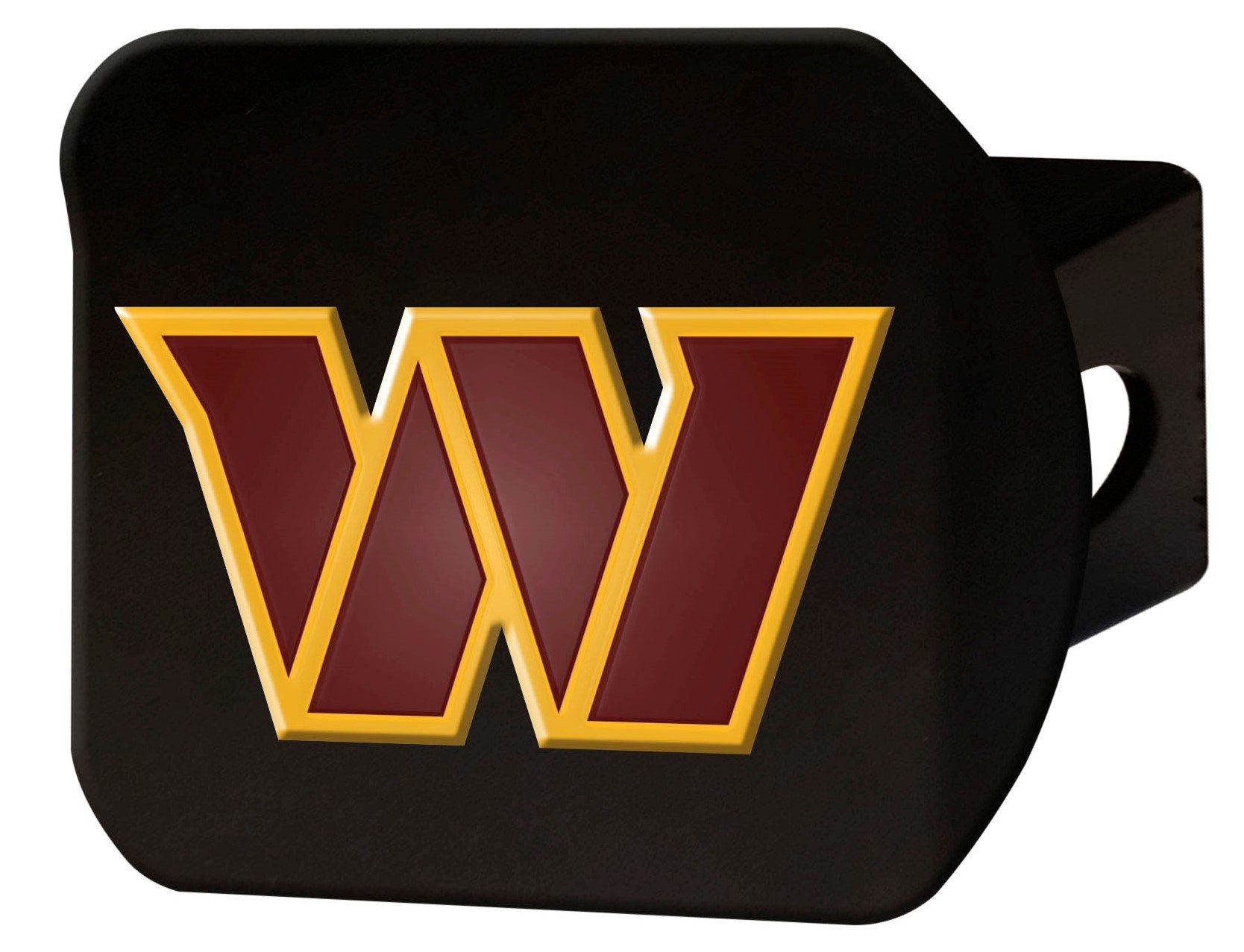 Washington Commanders Solid Black Metal Hitch Cover with Color Metal Emblem 2 Inch Square Type III