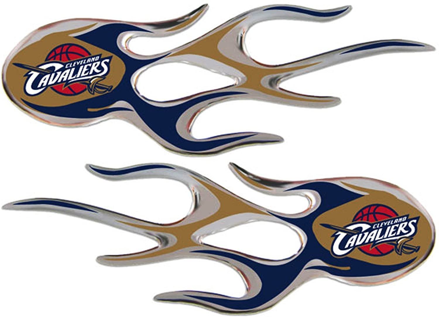 Cleveland Cavaliers 2-Pack Drip Molded Plastic Raised Flame Flames Decal Emblem Sticker Basketball