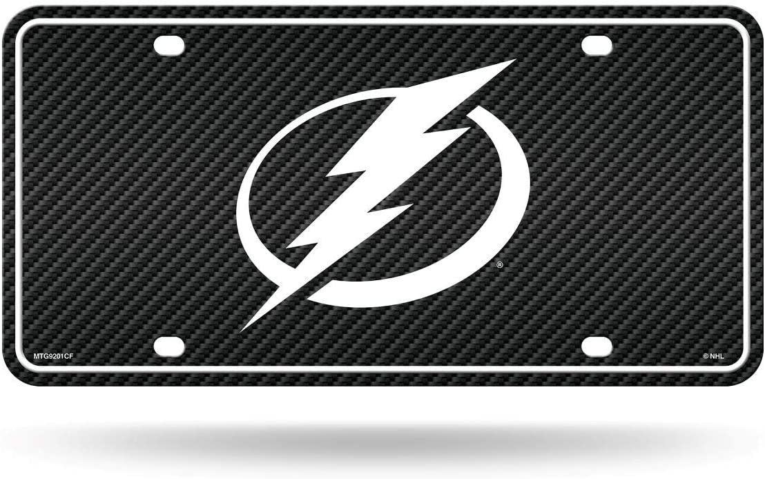 Tampa Bay Lightning Metal Auto Tag License Plate, Carbon Fiber Design, 6x12 Inch