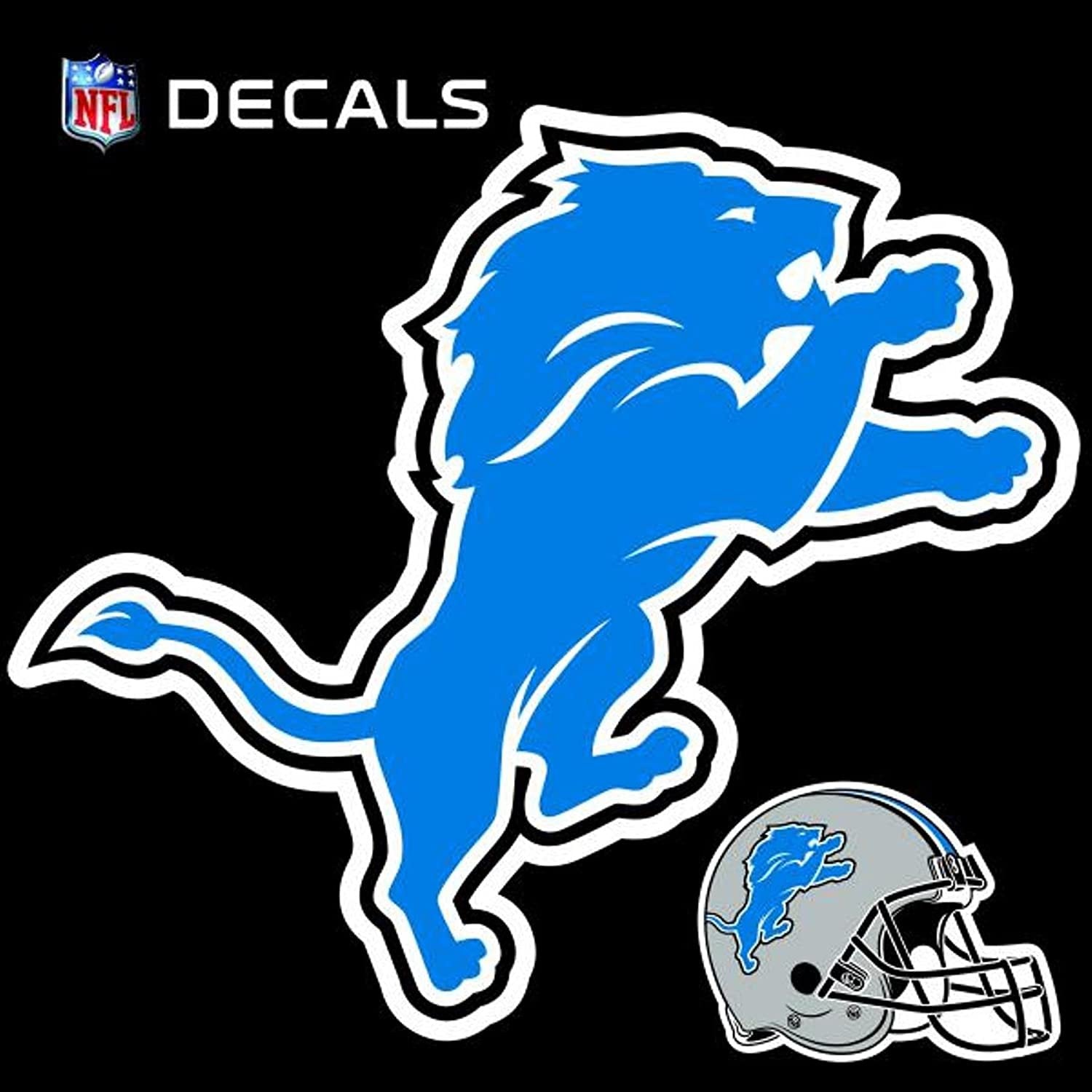 Detroit Lions 8" Logo Decal with Bonus Decal Flat Vinyl Reusable Repositionable Auto Home Football