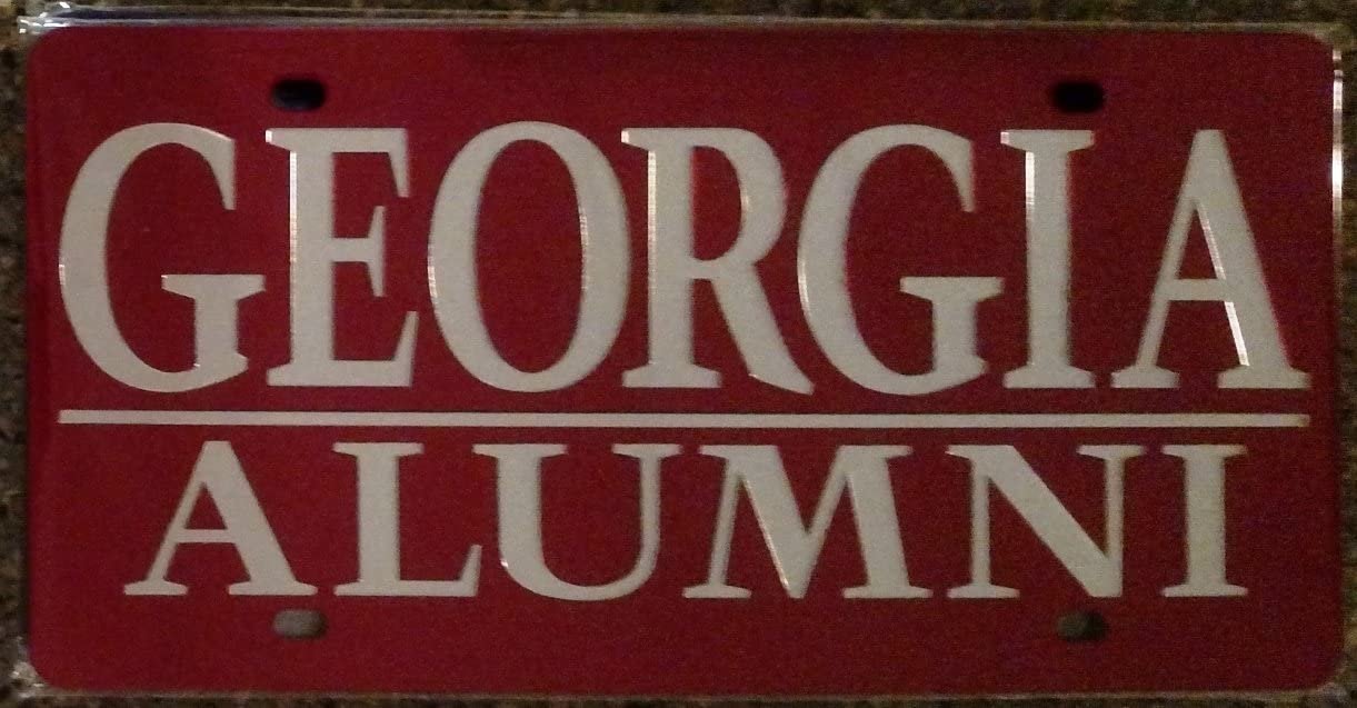 University of Georgia Bulldogs Premium Laser Cut Tag License Plate, Alumni Design, Mirrored Acrylic Inlaid, 6x12 Inch