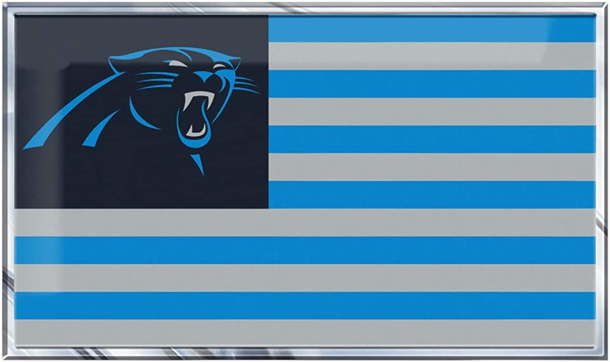 Carolina Panthers Team Flag Design Auto Emblem, Aluminum Metal, Embossed Team Color, Raised Decal Sticker, Full Adhesive Backing