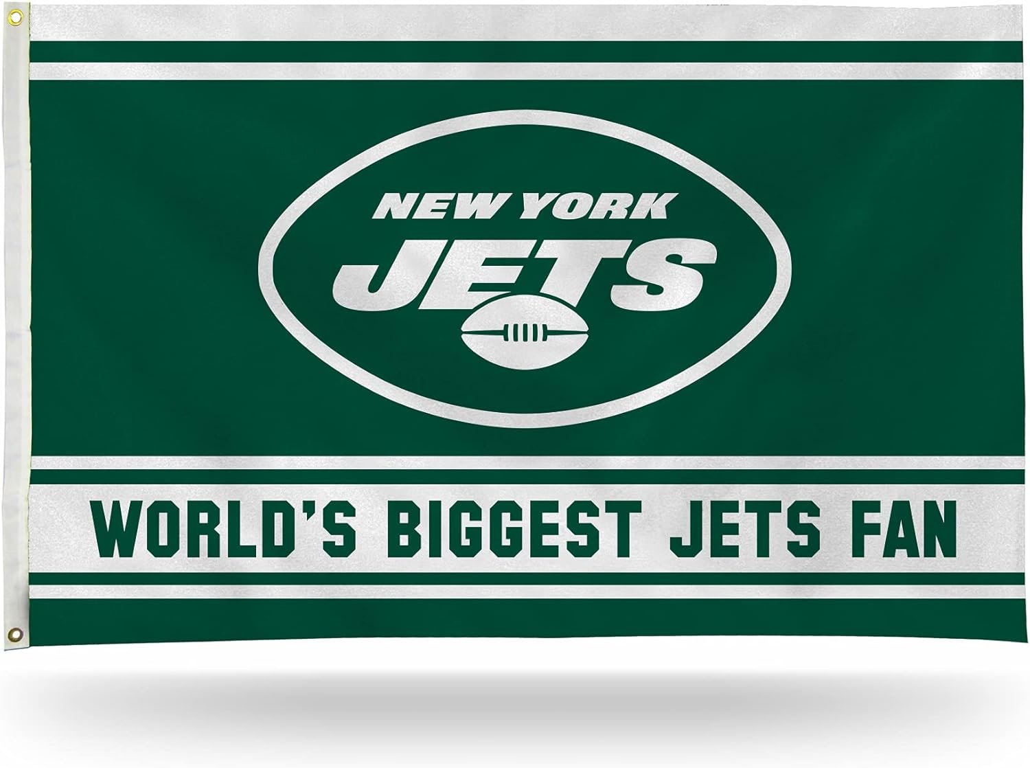 New York Jets 3x5 Feet Flag Banner, World's Biggest Fan, Metal Grommets, Single Sided, Indoor or Outdoor Use