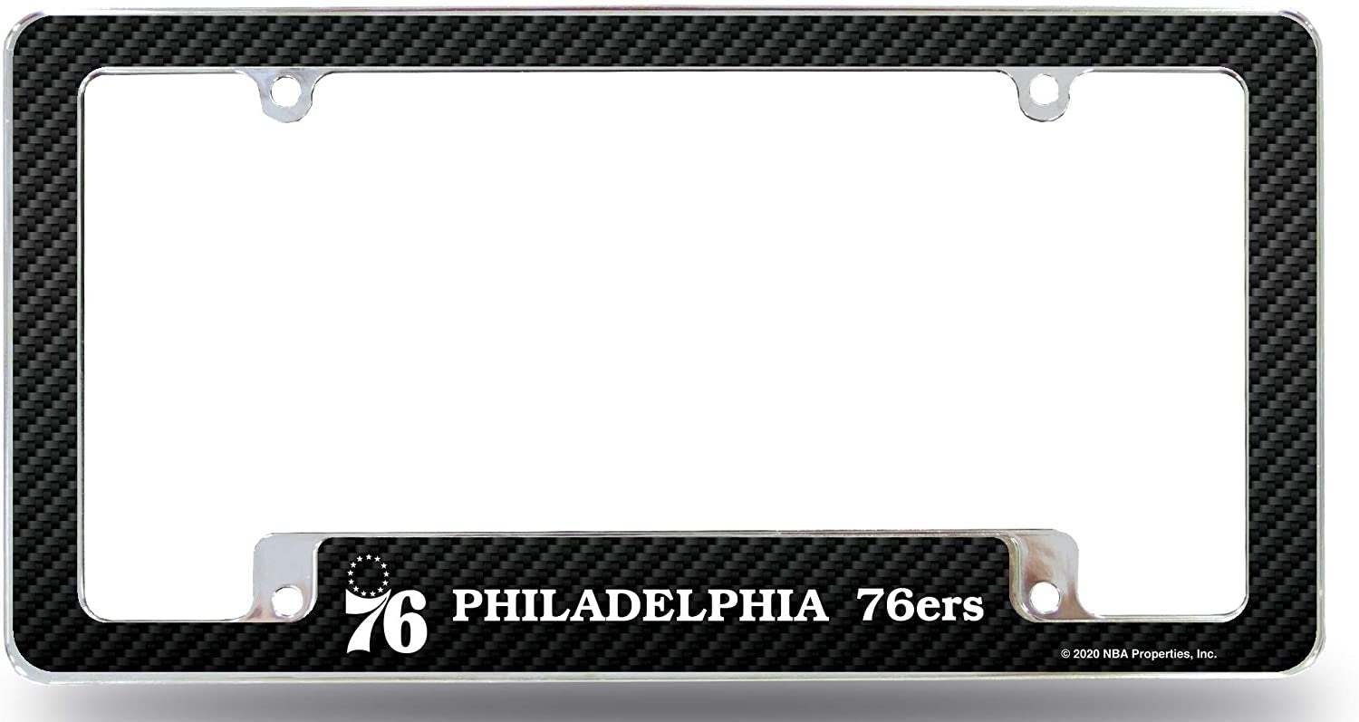 Philadelphia 76ers Metal License License Plate Frame Tag Cover, Carbon Fiber Style, 12x6 Inch