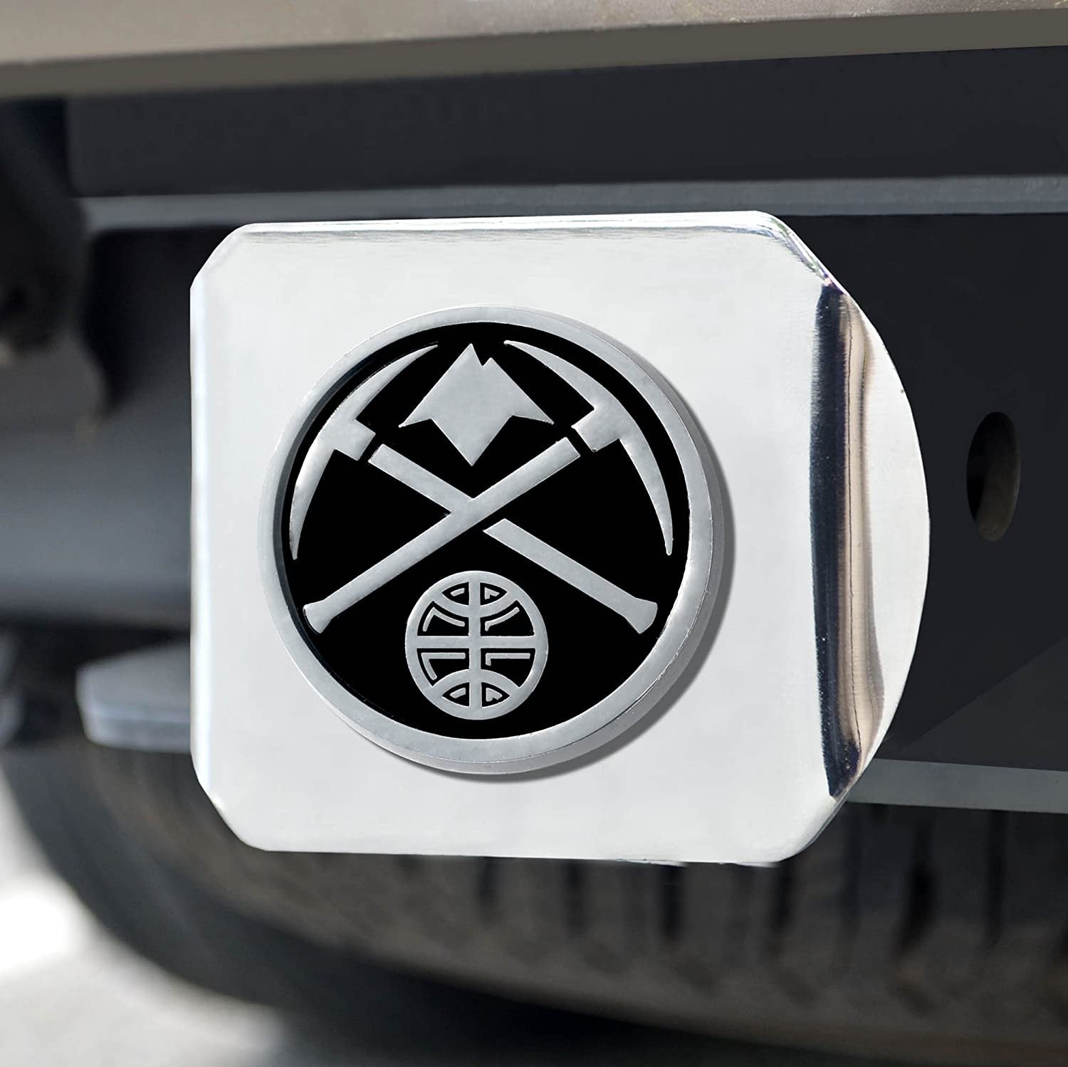 Denver Nuggets Hitch Cover Solid Metal with Raised Chrome Metal Emblem 2" Square Type III
