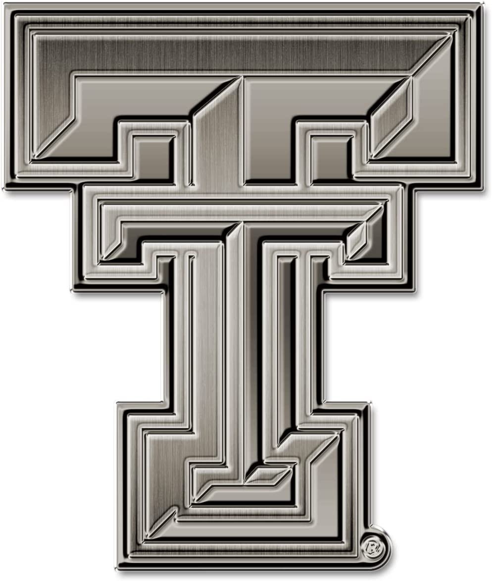 Texas Tech University Red Raiders Solid Metal Auto Emblem Antique Nickel for Car/Truck/SUV