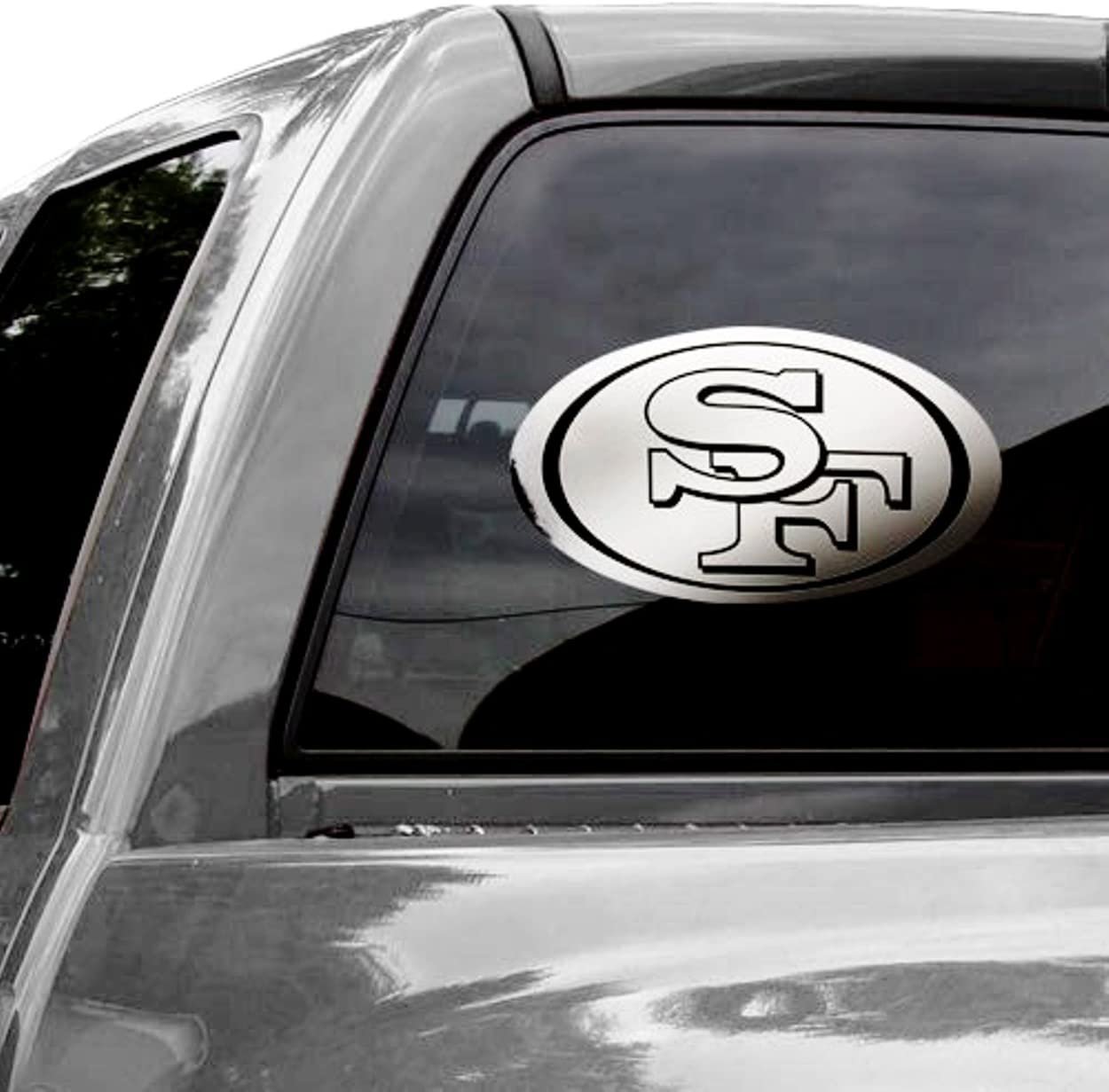 San Francisco 49ers 12 Inch Decal Sticker, Metallic Chrome Shimmer Design