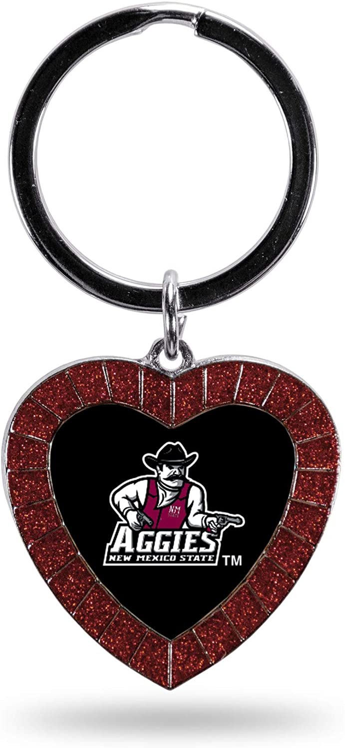 NCAA New Mexico State Aggies NCAA Rhinestone Heart Colored Keychain, Maroon, 3-inches in length