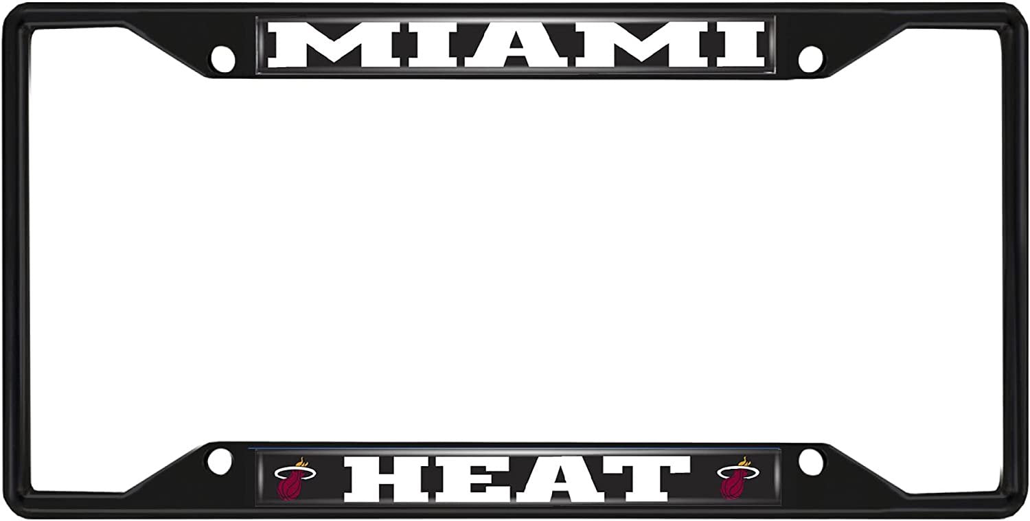 FANMATS 31334 Miami Heat Metal License Plate Frame Black Finish