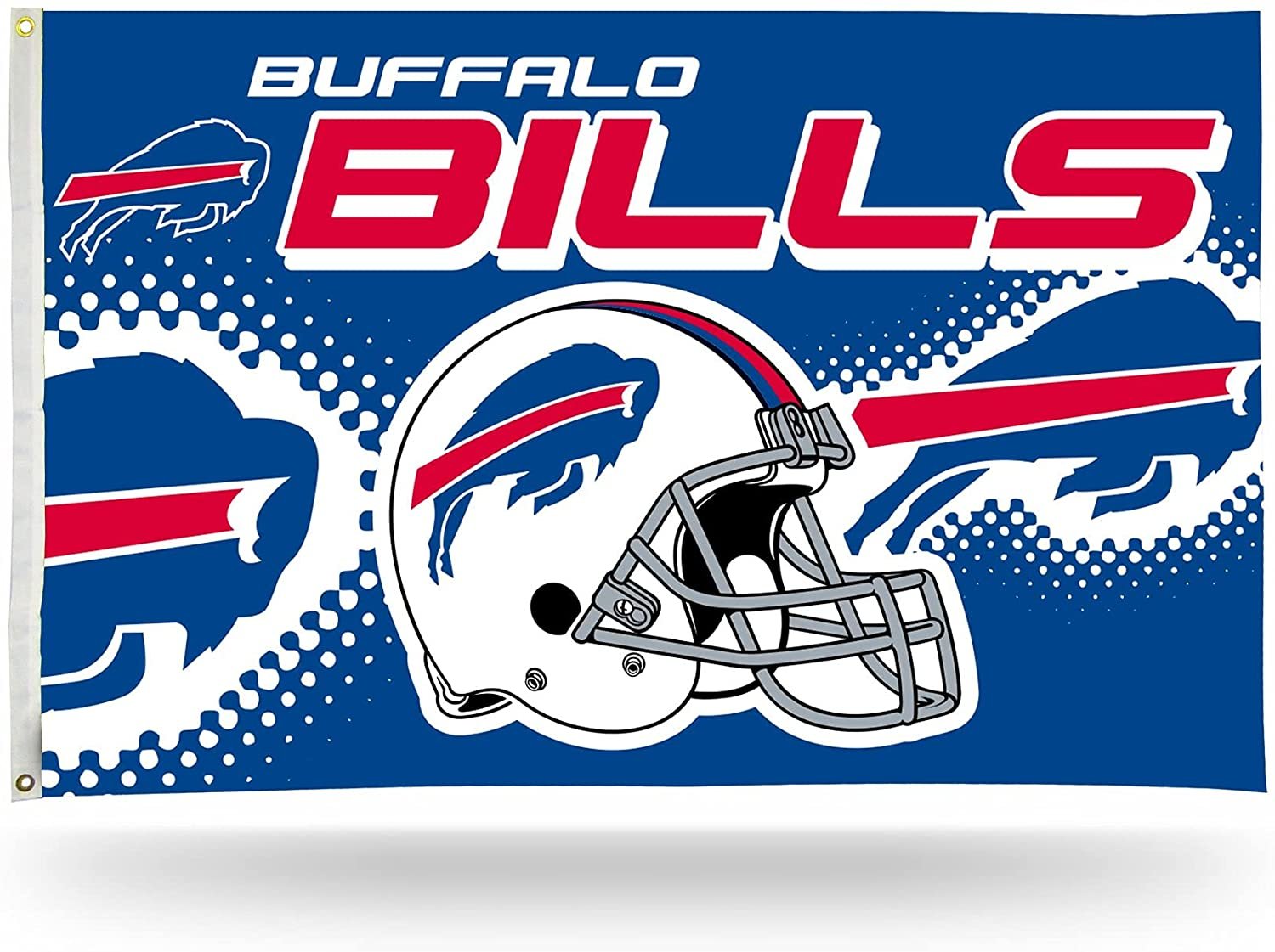 Buffalo Bills Premium 3x5 Feet Flag Banner, Helmet Design, Metal Grommets, Outdoor Use, Single Sided